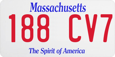 MA license plate 188CV7