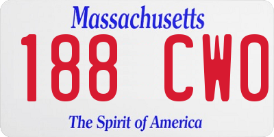 MA license plate 188CW0