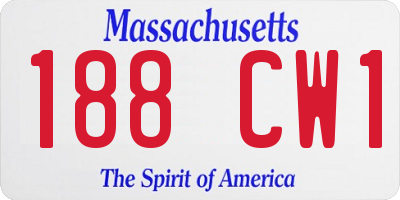 MA license plate 188CW1