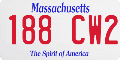 MA license plate 188CW2