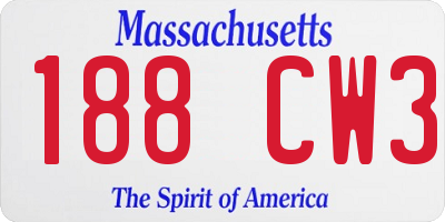 MA license plate 188CW3