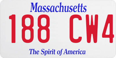 MA license plate 188CW4