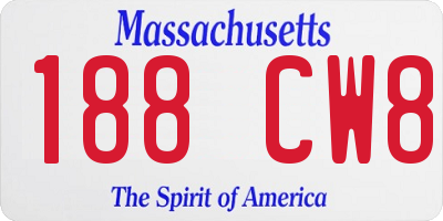 MA license plate 188CW8