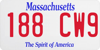MA license plate 188CW9