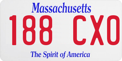 MA license plate 188CX0