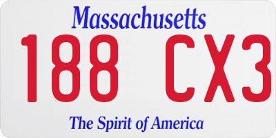 MA license plate 188CX3