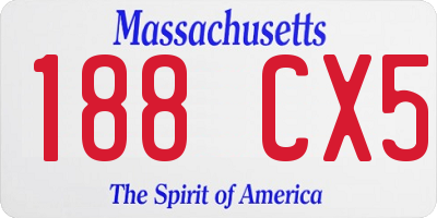 MA license plate 188CX5