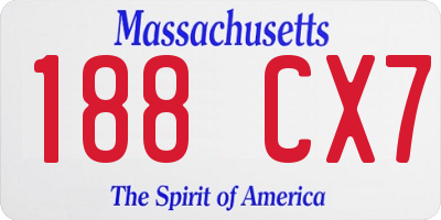 MA license plate 188CX7