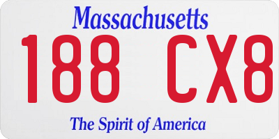 MA license plate 188CX8