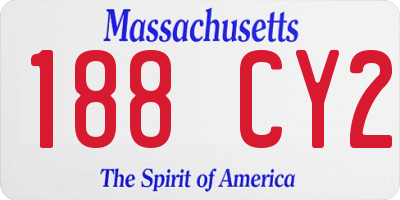 MA license plate 188CY2