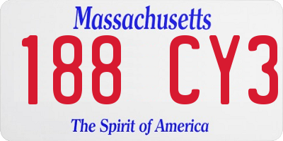 MA license plate 188CY3
