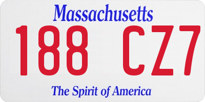 MA license plate 188CZ7