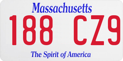 MA license plate 188CZ9