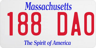 MA license plate 188DA0
