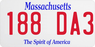 MA license plate 188DA3