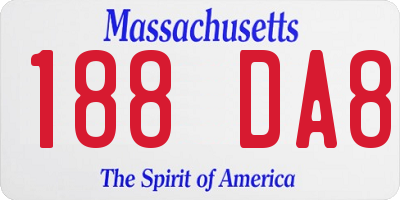 MA license plate 188DA8