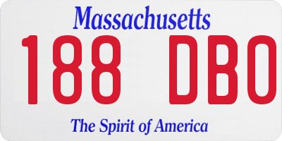 MA license plate 188DB0