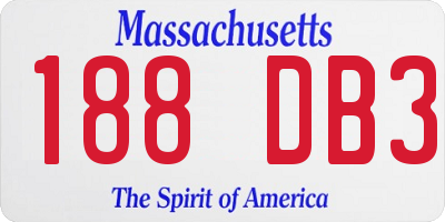 MA license plate 188DB3
