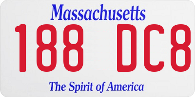 MA license plate 188DC8