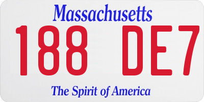 MA license plate 188DE7
