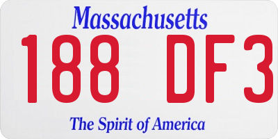 MA license plate 188DF3