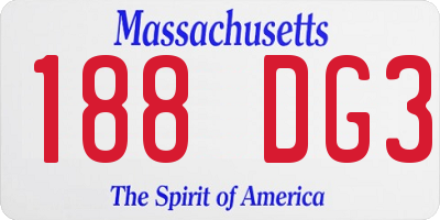 MA license plate 188DG3