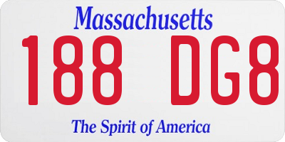 MA license plate 188DG8