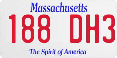 MA license plate 188DH3