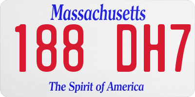 MA license plate 188DH7