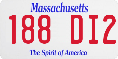 MA license plate 188DI2
