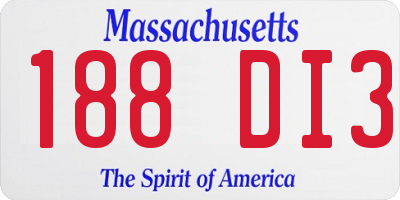 MA license plate 188DI3