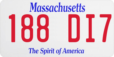 MA license plate 188DI7