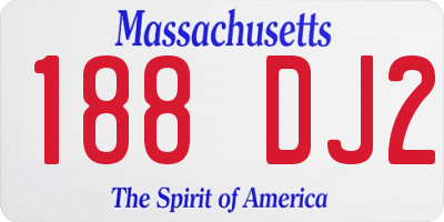 MA license plate 188DJ2
