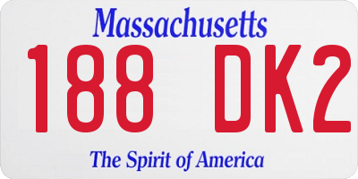 MA license plate 188DK2