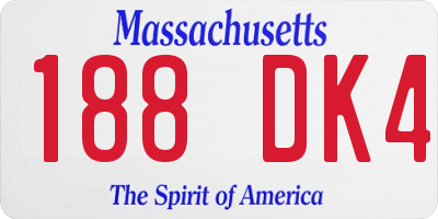 MA license plate 188DK4
