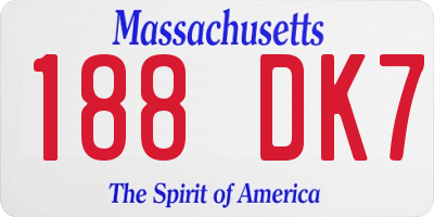 MA license plate 188DK7