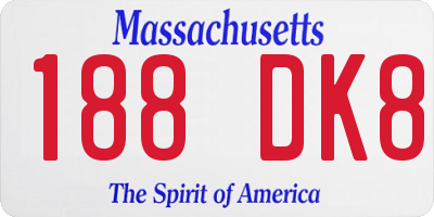 MA license plate 188DK8