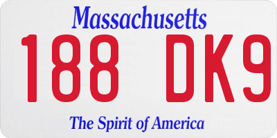 MA license plate 188DK9
