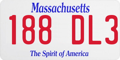 MA license plate 188DL3