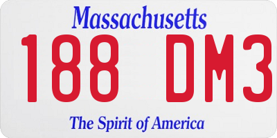 MA license plate 188DM3