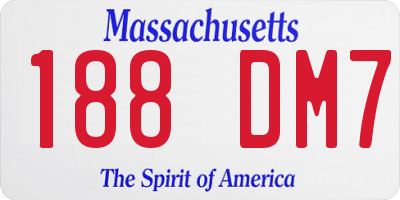 MA license plate 188DM7