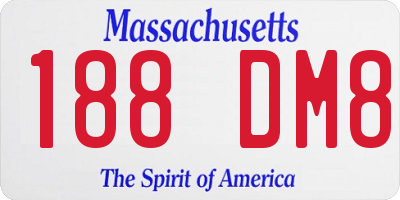 MA license plate 188DM8