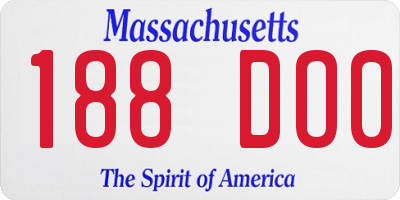 MA license plate 188DO0