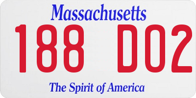 MA license plate 188DO2