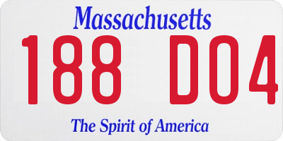 MA license plate 188DO4