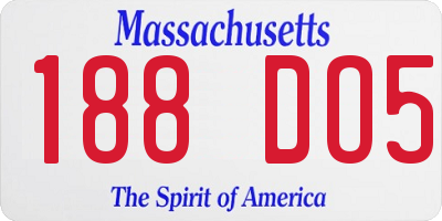 MA license plate 188DO5