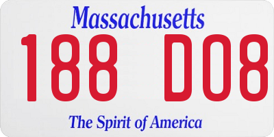 MA license plate 188DO8