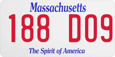 MA license plate 188DO9