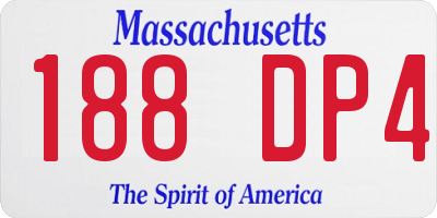 MA license plate 188DP4