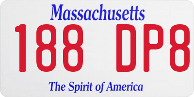 MA license plate 188DP8